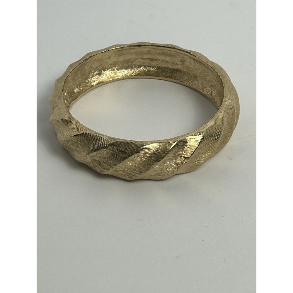 Givenchy Vintage Bangle Bracelet Brushed Gold Textured Runway 1980s Signed
